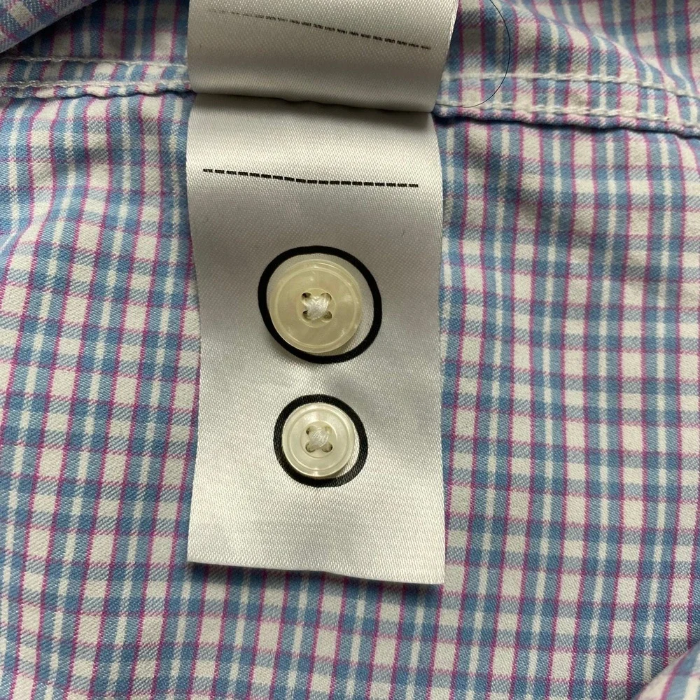 UNTUCKIt Mens XXL Button Down Blue Pink Gingham Check Performance‎ Shirt